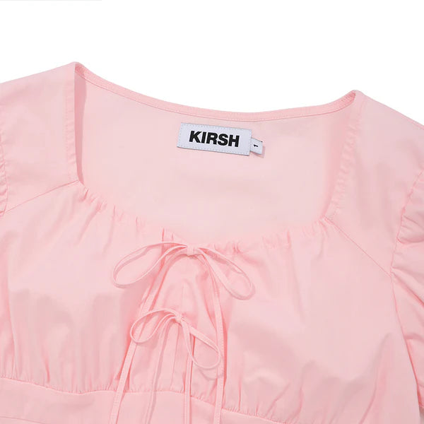 [KIRSH®] RIBBON SHIRRING SHORT SLEEVE BLOUSE (3 color)