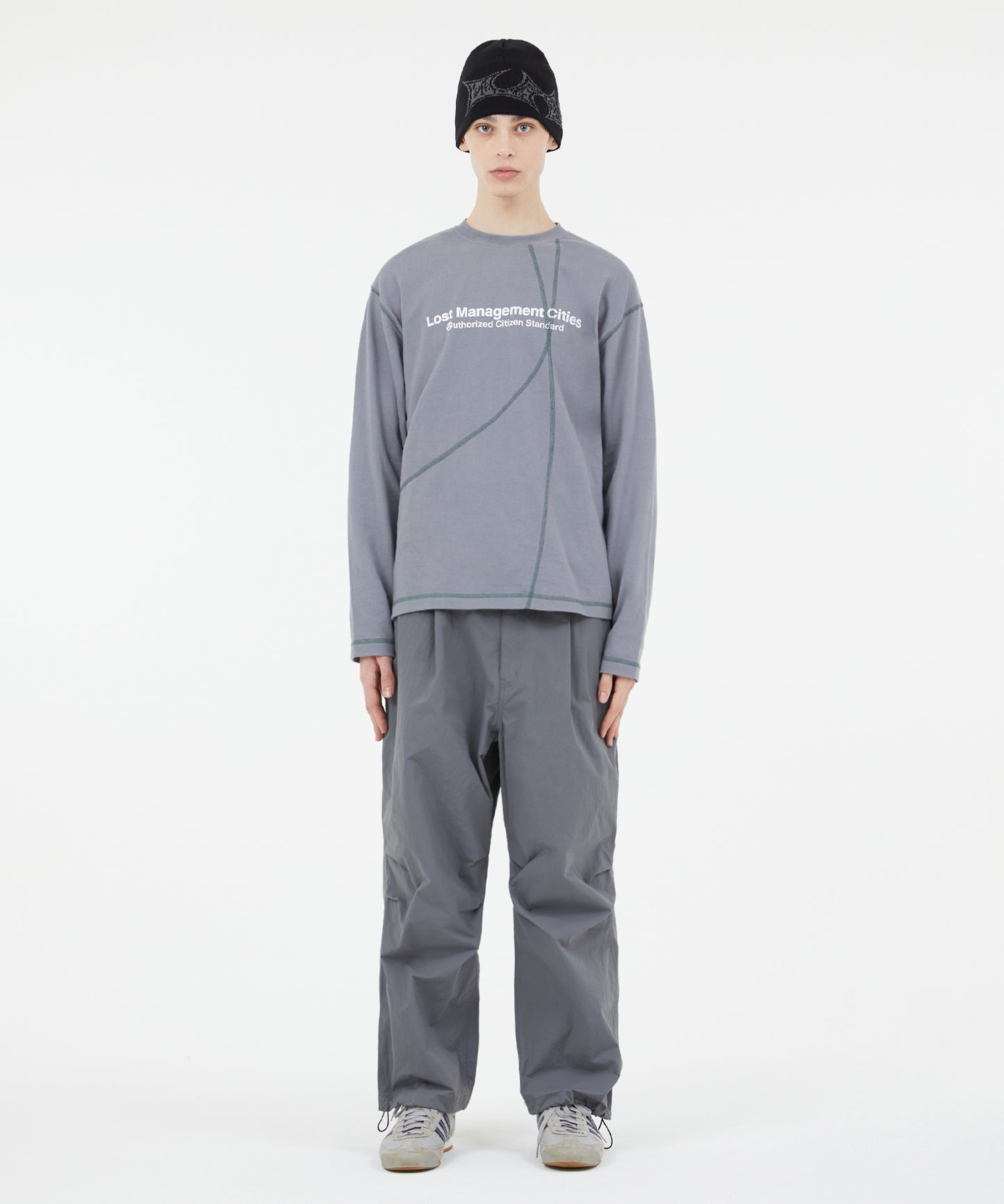 [LMC.] CNTRST CURVED LONG SLV TEE (2 color)