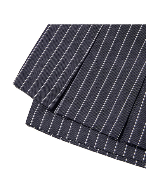 [KIRSH®] STRIPE BUTTON POINT PLEATS SKIRT (2 color)