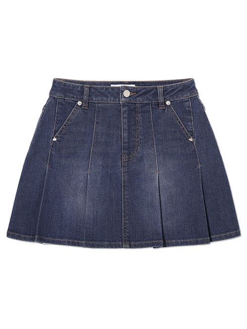 [KIRSH®] CHERRY DENIM PLEATS MINI SKIRT (3 color)