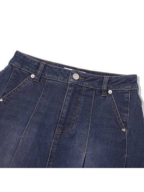 [KIRSH®] CHERRY DENIM PLEATS MINI SKIRT (3 color)