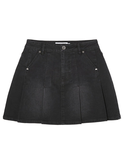 [KIRSH®] CHERRY DENIM PLEATS MINI SKIRT (3 color)