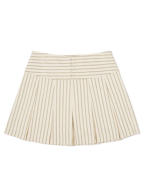 [KIRSH®] STRIPE BUTTON POINT PLEATS SKIRT (2 color)