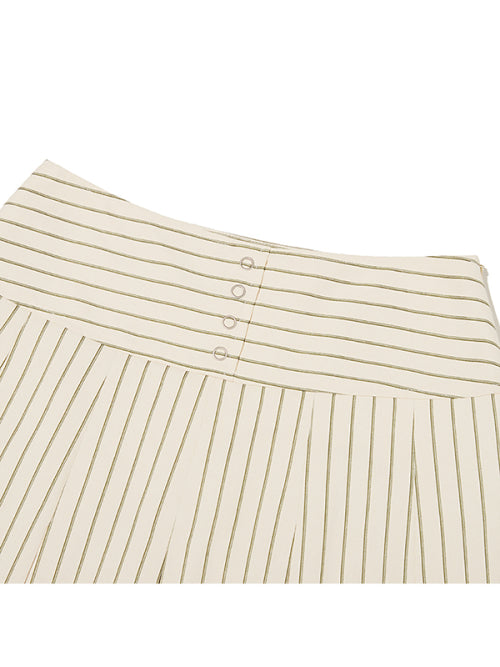 [KIRSH®] STRIPE BUTTON POINT PLEATS SKIRT (2 color)