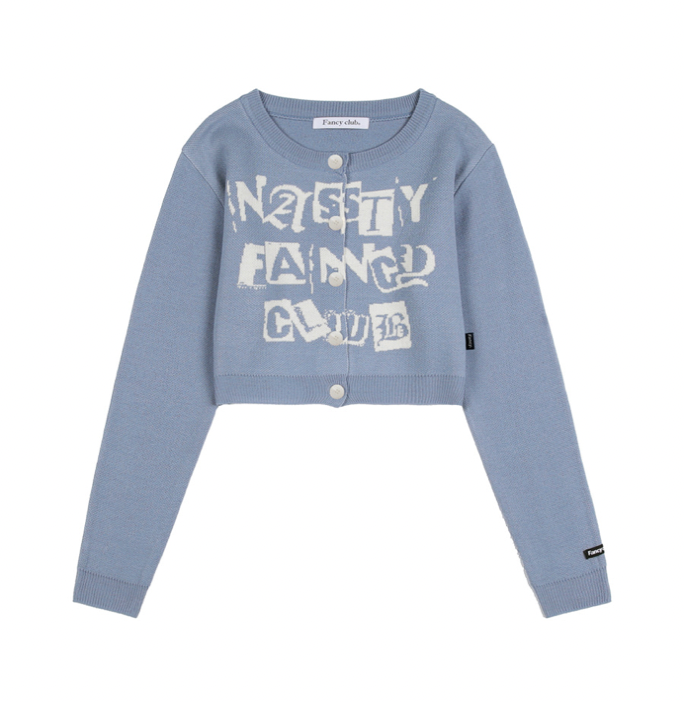 [𝐅𝐚𝐧𝐜𝐲 𝐜𝐥𝐮𝐛©] FANCY STAMP CROP CARDIGAN (2 color)