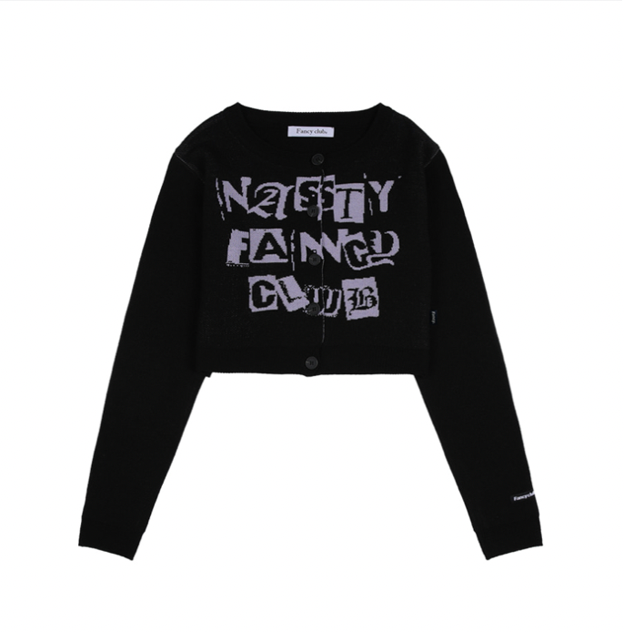 [𝐅𝐚𝐧𝐜𝐲 𝐜𝐥𝐮𝐛©] FANCY STAMP CROP CARDIGAN (2 color)