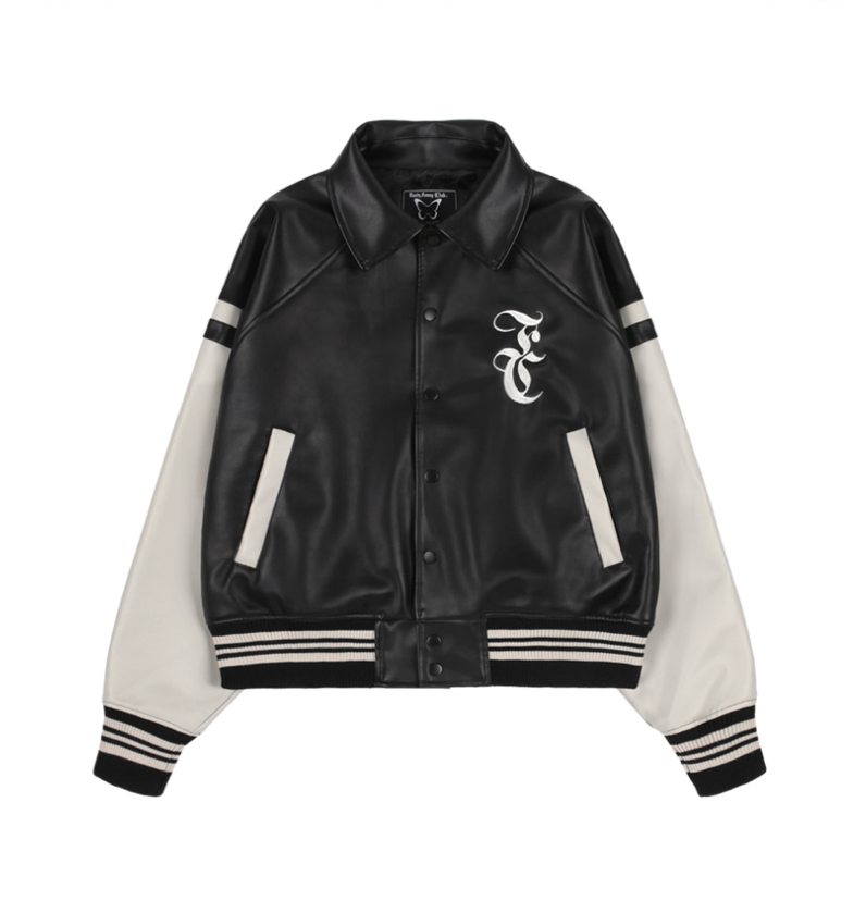 [𝐅𝐚𝐧𝐜𝐲 𝐜𝐥𝐮𝐛©] MALLOW VARSITY LEATHER JACKET