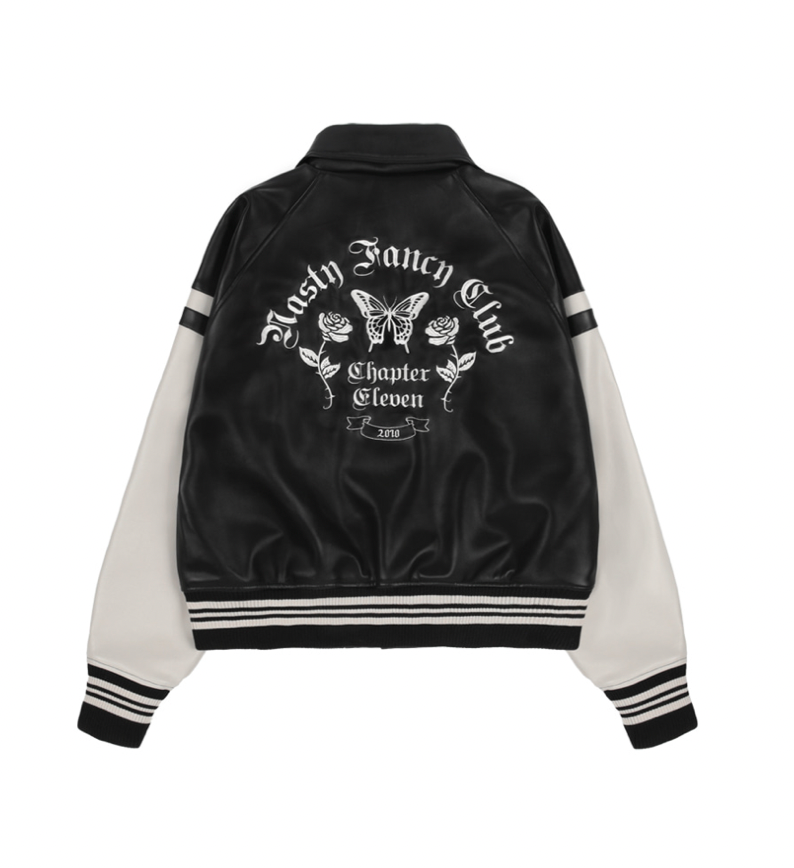 [𝐅𝐚𝐧𝐜𝐲 𝐜𝐥𝐮𝐛©] MALLOW VARSITY LEATHER JACKET