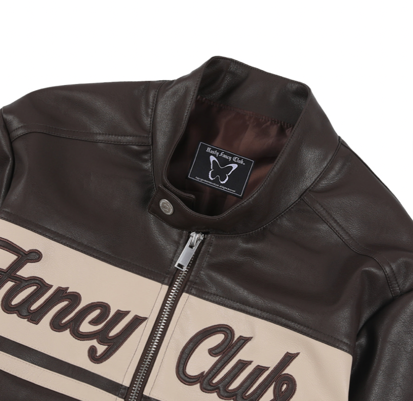 [𝐅𝐚𝐧𝐜𝐲 𝐜𝐥𝐮𝐛©] BIKE CROP LEATHER JACKET (2 color)