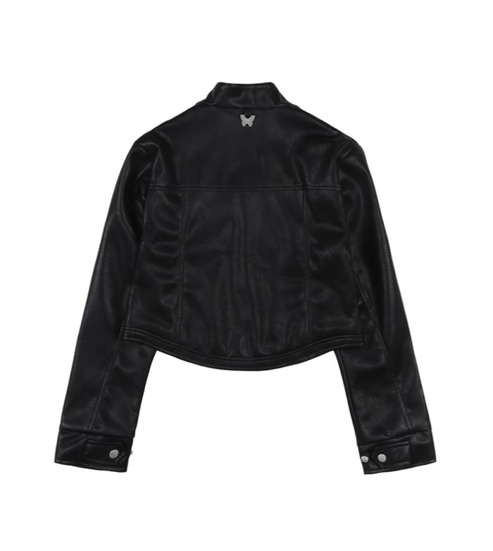 [𝐅𝐚𝐧𝐜𝐲 𝐜𝐥𝐮𝐛©] BIKE CROP LEATHER JACKET (2 color)