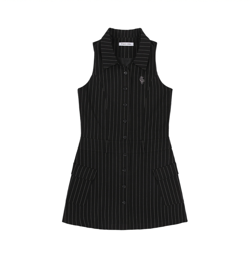 [𝐅𝐚𝐧𝐜𝐲 𝐜𝐥𝐮𝐛©] DOTTY SLEEVELESS COLLAR ONE-PIECE