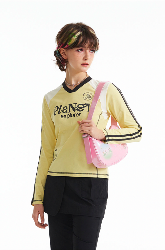 [KIRSH®] DOODLE CHERRY SPORTS JERSEY LONG SLEEVE T-SHIRT (2 color)