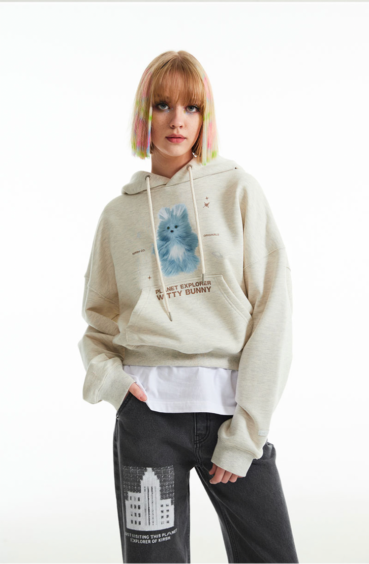 [KIRSH®] WITTY BUNNY PLANET EXPLORER CROP HOODIE (3 color)