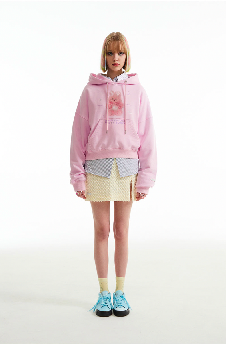 [KIRSH®] WITTY BUNNY PLANET EXPLORER CROP HOODIE (3 color)