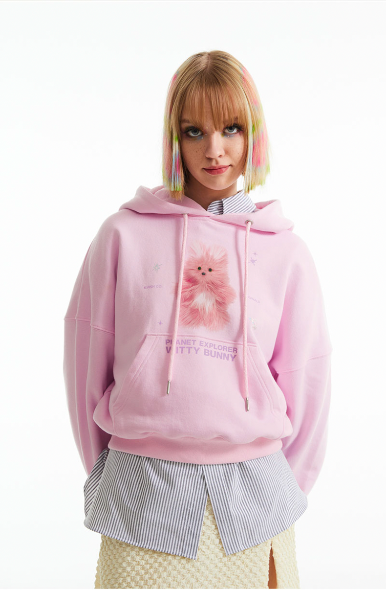 [KIRSH®] WITTY BUNNY PLANET EXPLORER CROP HOODIE (3 color)