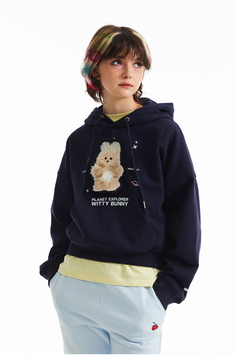 [KIRSH®] WITTY BUNNY PLANET EXPLORER CROP HOODIE (3 color)