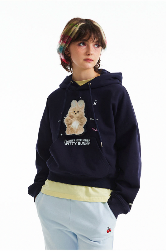 [KIRSH®] WITTY BUNNY PLANET EXPLORER CROP HOODIE (3 color)