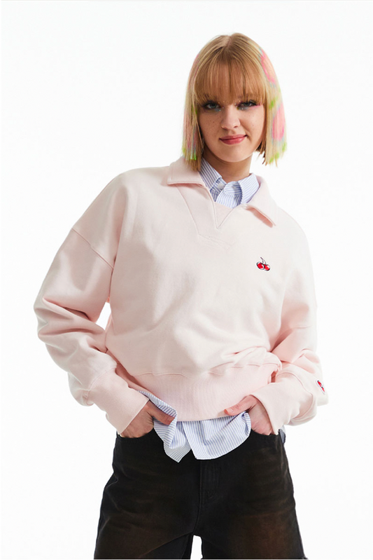 [KIRSH®] CHERRY OPEN COLLAR SWEATSHIRT (2 color)