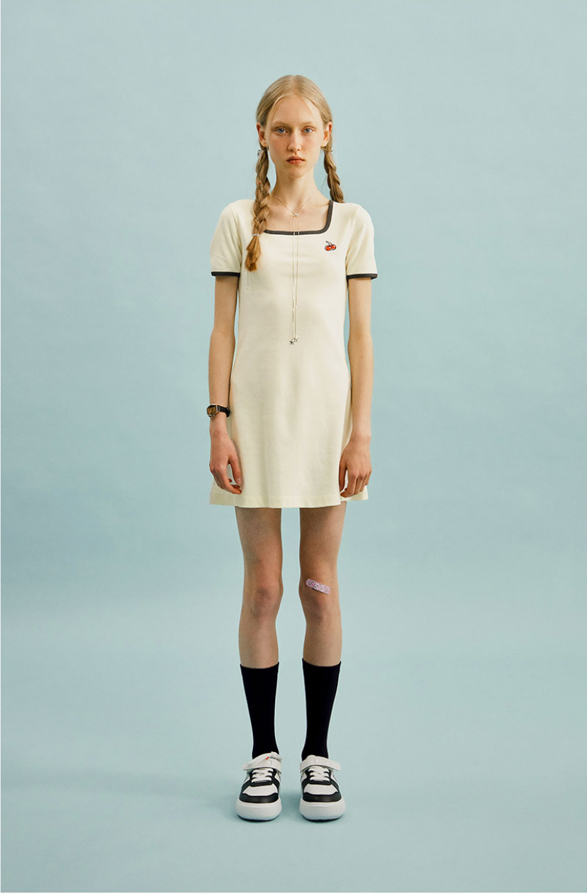 [KIRSH®] SMALL CHERRY SQUARE NECK DRESS