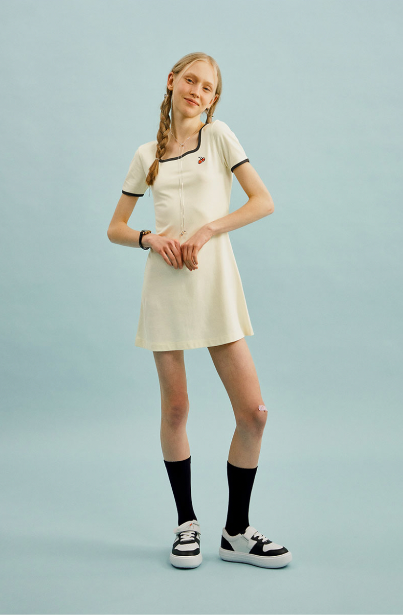 [KIRSH®] SMALL CHERRY SQUARE NECK DRESS