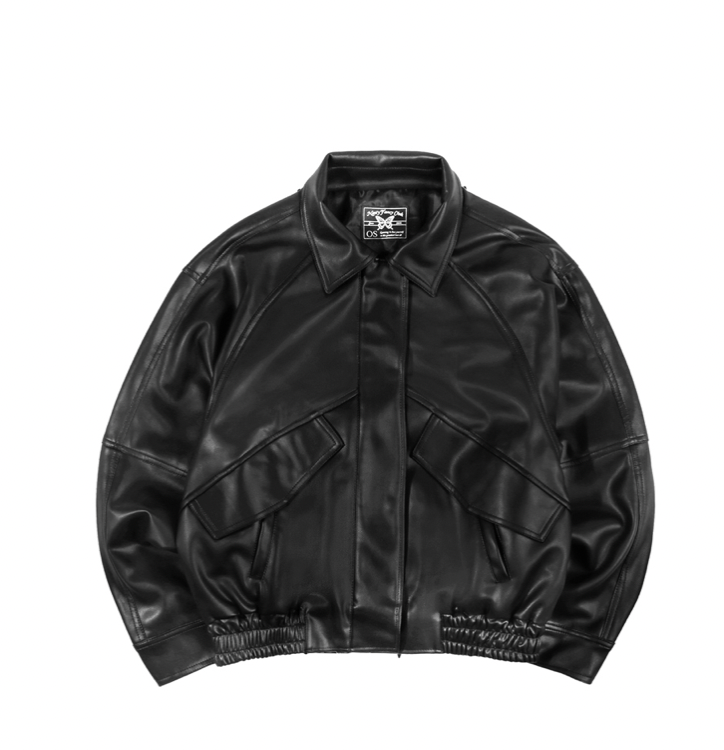 [𝐅𝐚𝐧𝐜𝐲 𝐜𝐥𝐮𝐛©] MINIMAL CROP LEATHER JACKET