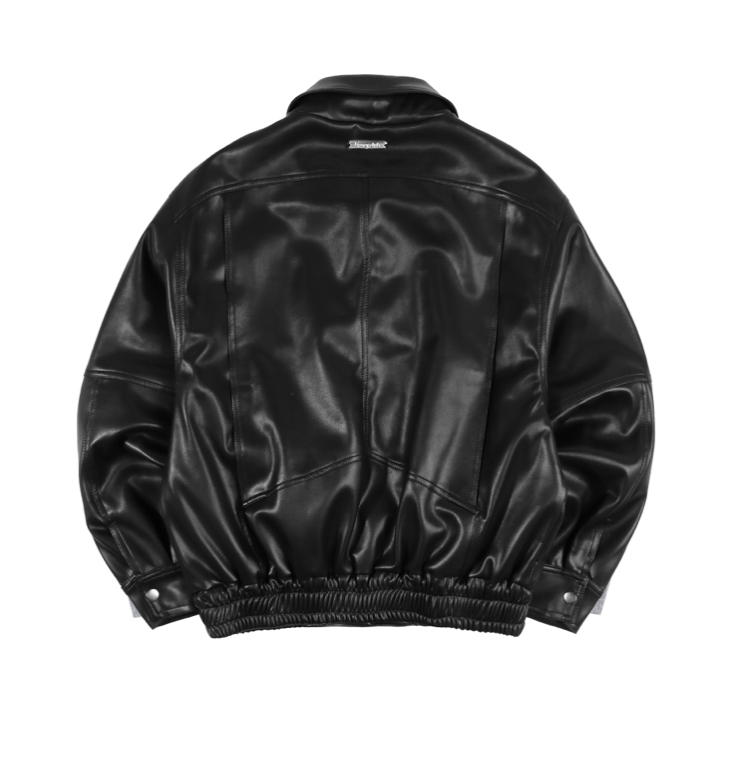 [𝐅𝐚𝐧𝐜𝐲 𝐜𝐥𝐮𝐛©] MINIMAL CROP LEATHER JACKET