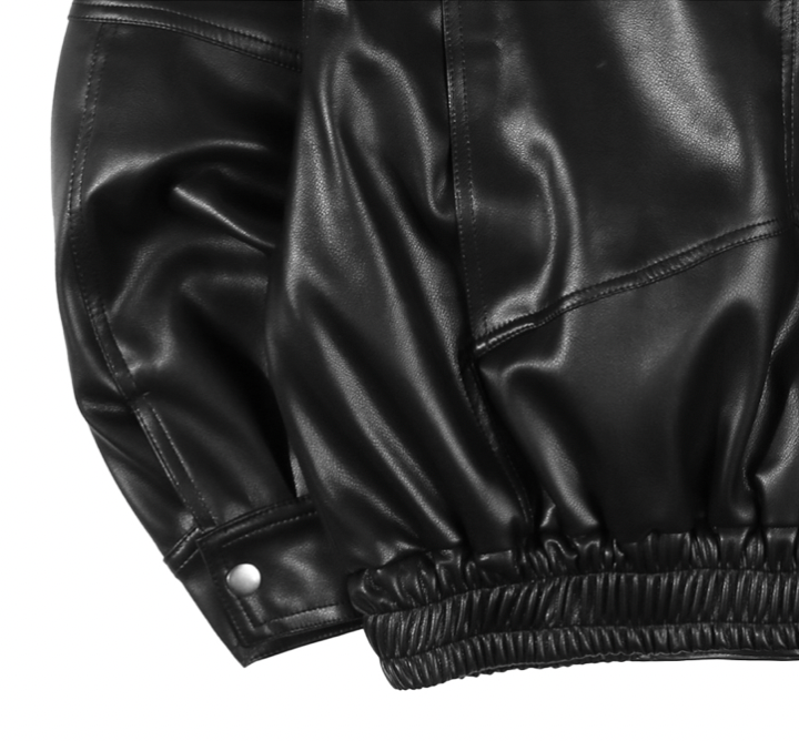 [𝐅𝐚𝐧𝐜𝐲 𝐜𝐥𝐮𝐛©] MINIMAL CROP LEATHER JACKET