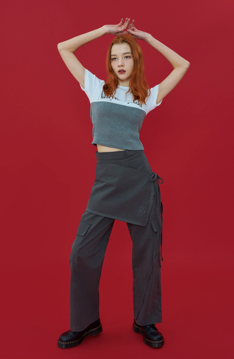 [𝐅𝐚𝐧𝐜𝐲 𝐜𝐥𝐮𝐛©] LINT WIDE WRAP PANTS (2 color)