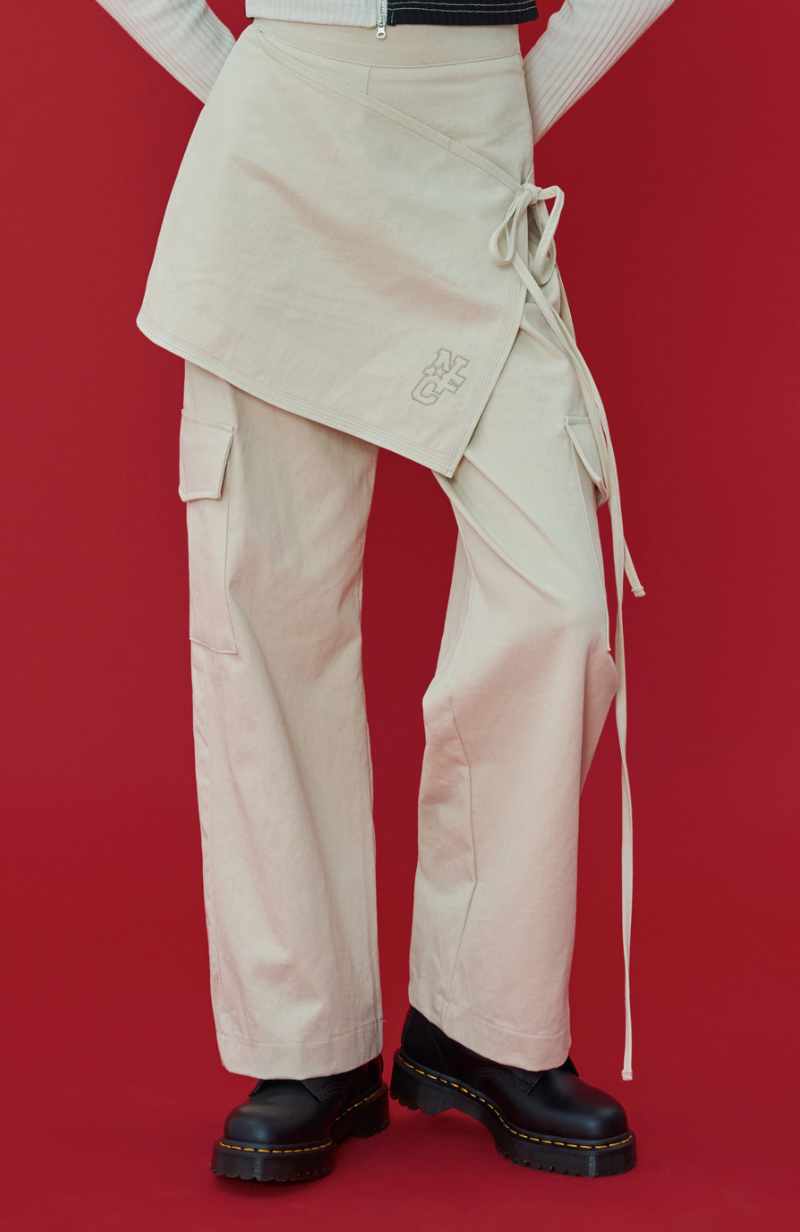 [𝐅𝐚𝐧𝐜𝐲 𝐜𝐥𝐮𝐛©] LINT WIDE WRAP PANTS (2 color)