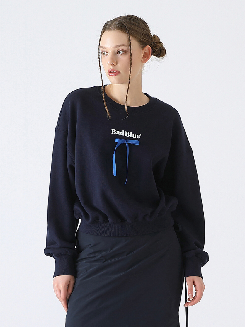 [BadBlue®] Ribbon Crop Sweatshirt (2 color)