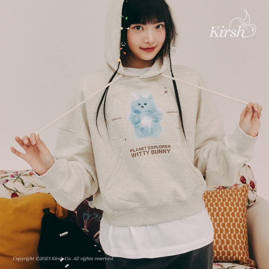 [KIRSH®] WITTY BUNNY PLANET EXPLORER CROP HOODIE (3 color)