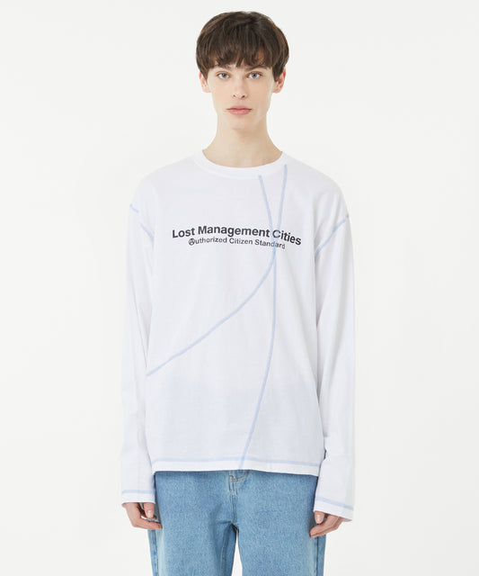 [LMC.] CNTRST CURVED LONG SLV TEE (2 color)