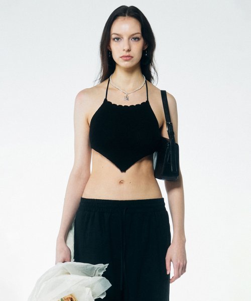 [SCULPTOR®] Backless Knit Halter Top (2 color)