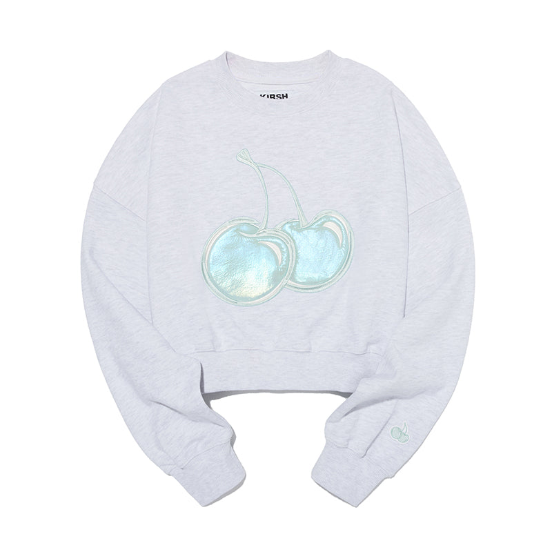 [KIRSH®] BIG CHERRY HOLOGRAM CROP SWEATSHIRT (3 color)