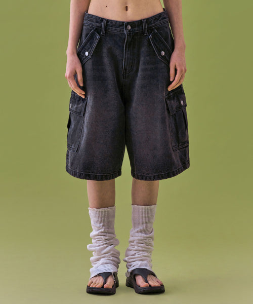 [𝐅𝐚𝐧𝐜𝐲 𝐜𝐥𝐮𝐛©] BERMUDA DENIM CARGO PANTS (2 color)