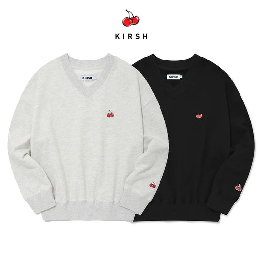 [KIRSH®] SMALL CHERRY V-NECK SWEATSHIRT (2 color)