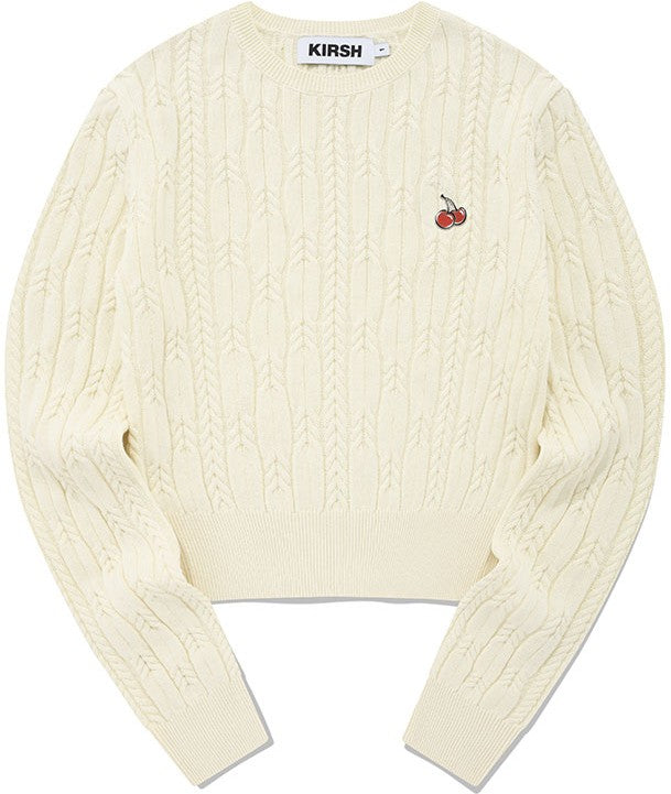 [KIRSH®] SMALL CHERRY CABLE CROP KNIT (2 color)