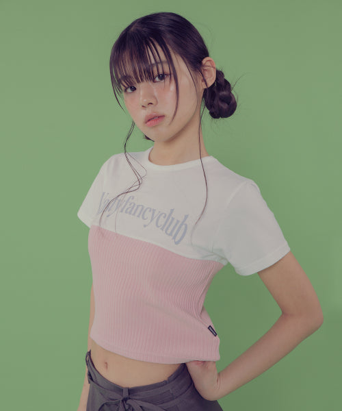 [𝐅𝐚𝐧𝐜𝐲 𝐜𝐥𝐮𝐛©] TUBE TOP MIX SLIM T-SHIRT (3 color)