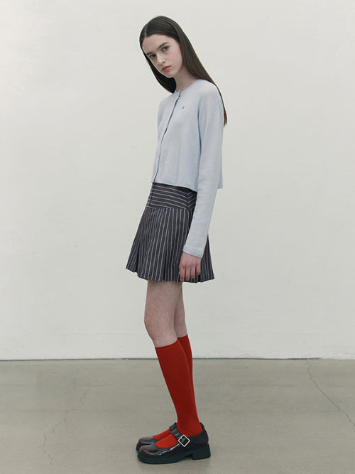 [KIRSH®] STRIPE BUTTON POINT PLEATS SKIRT (2 color)