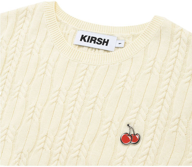 [KIRSH®] SMALL CHERRY CABLE CROP KNIT (2 color)