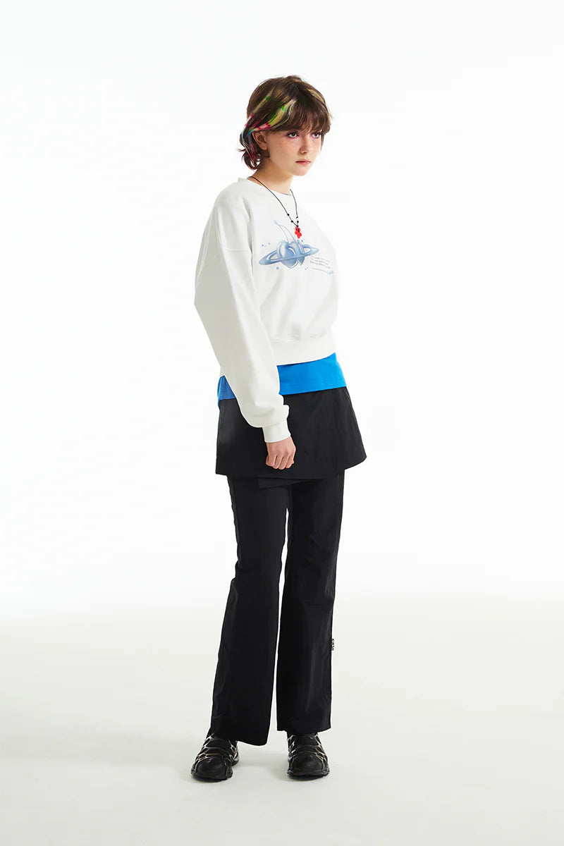 [KIRSH®] CHERRY PLANET GRAPHIC CROP SWEATSHIRT (2 color)