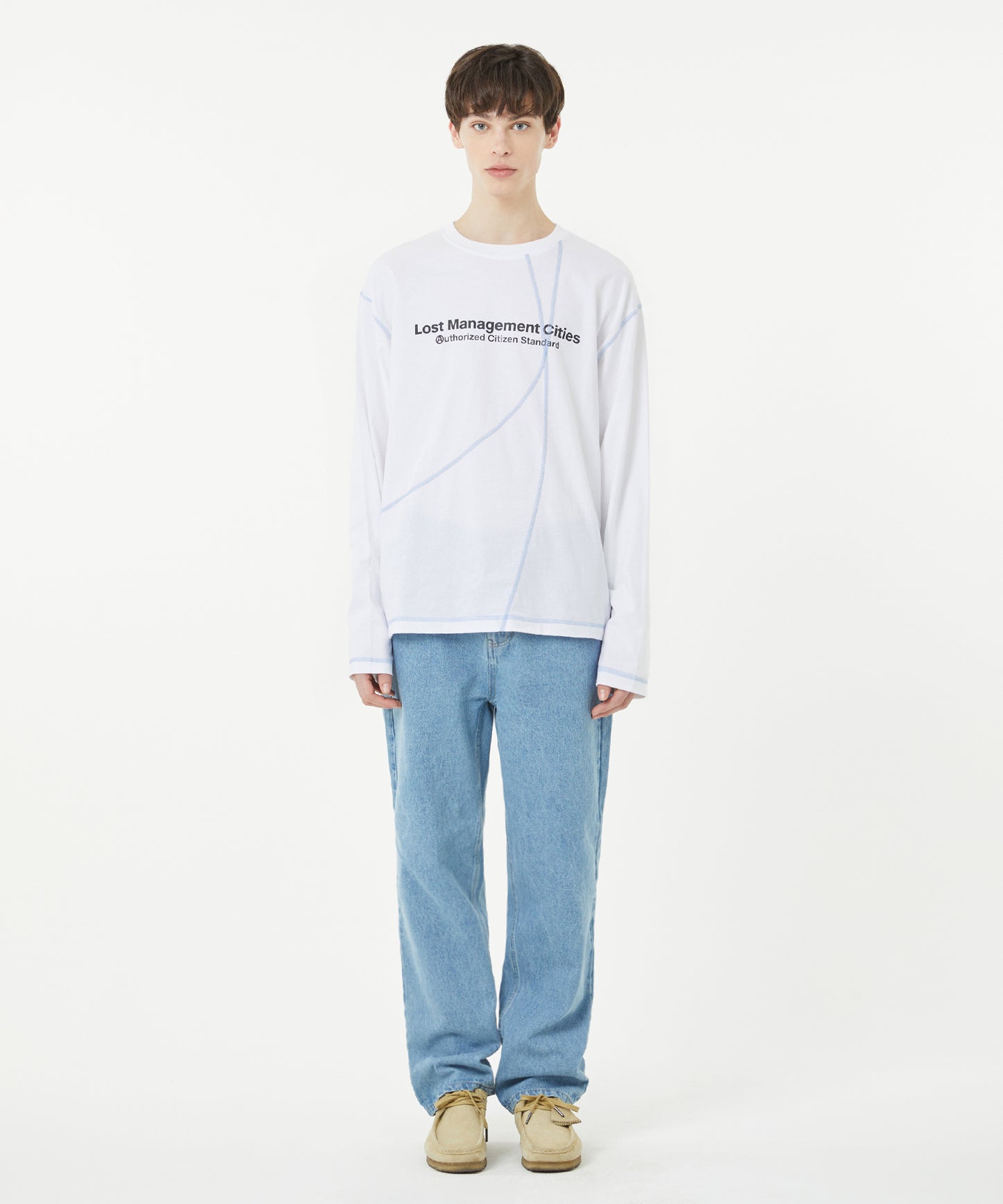 [LMC.] CNTRST CURVED LONG SLV TEE (2 color)