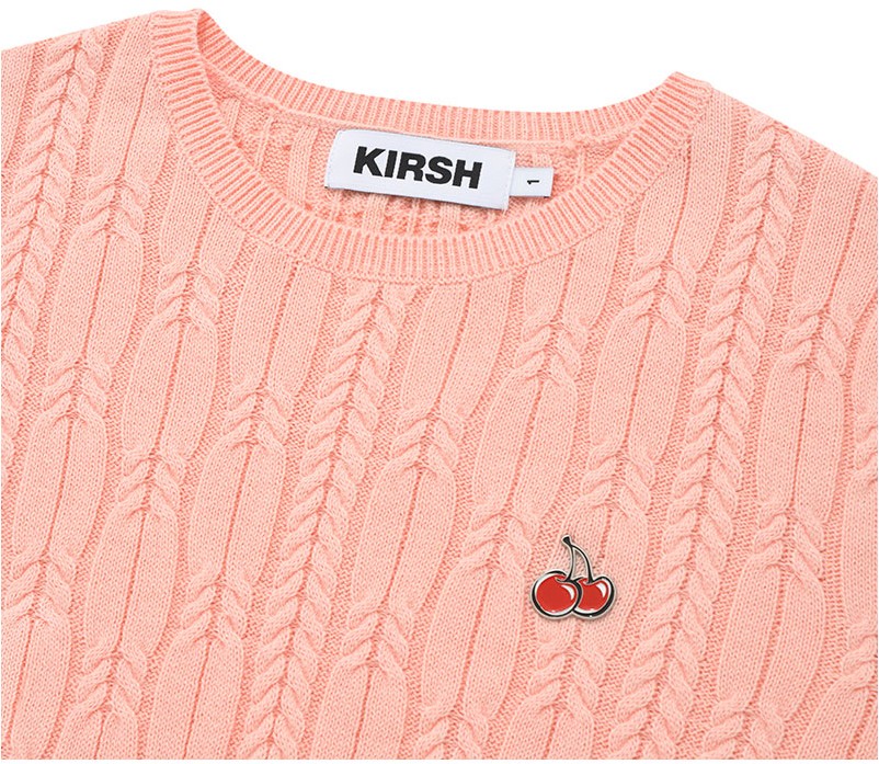 [KIRSH®] SMALL CHERRY CABLE CROP KNIT (2 color)