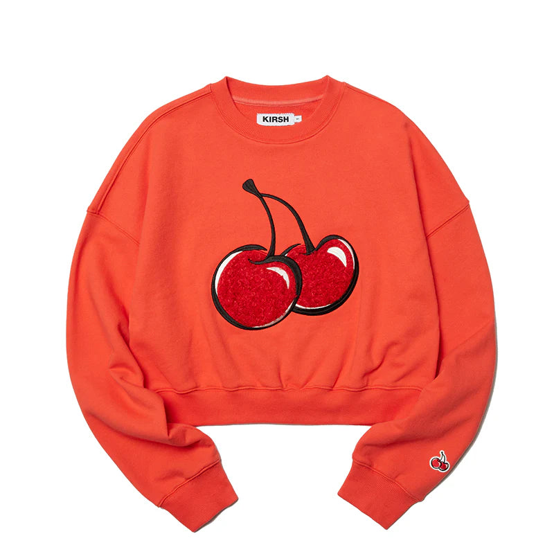 [KIRSH®] CHERRY BOUCLE CROP SWEATSHIRT