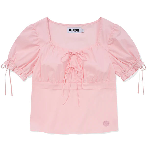 [KIRSH®] RIBBON SHIRRING SHORT SLEEVE BLOUSE (3 color)