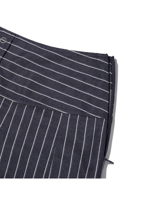 [KIRSH®] STRIPE BUTTON POINT PLEATS SKIRT (2 color)