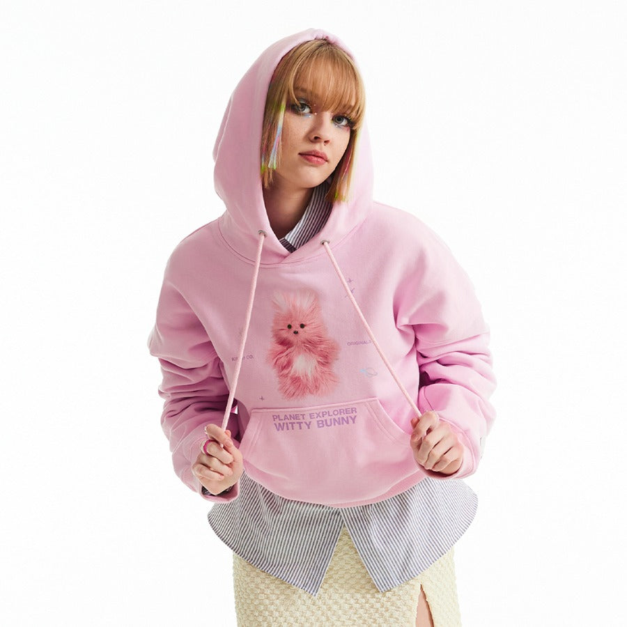 [KIRSH®] WITTY BUNNY PLANET EXPLORER CROP HOODIE (3 color)