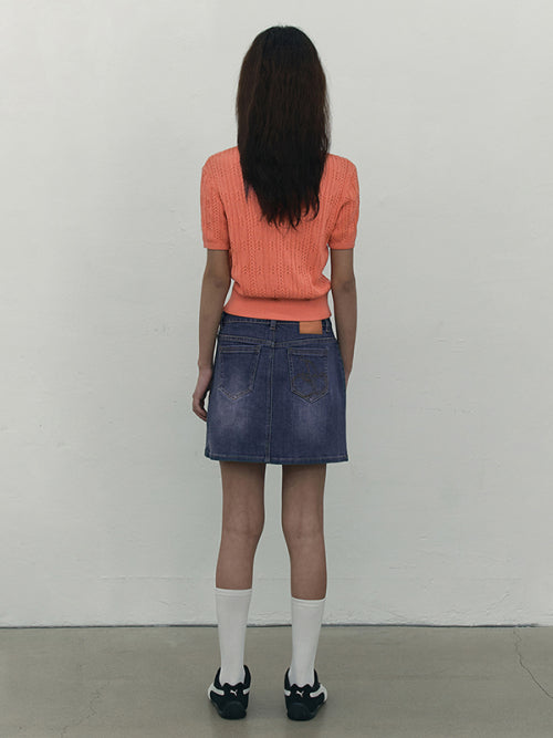 [KIRSH®] CHERRY DENIM PLEATS MINI SKIRT (3 color)