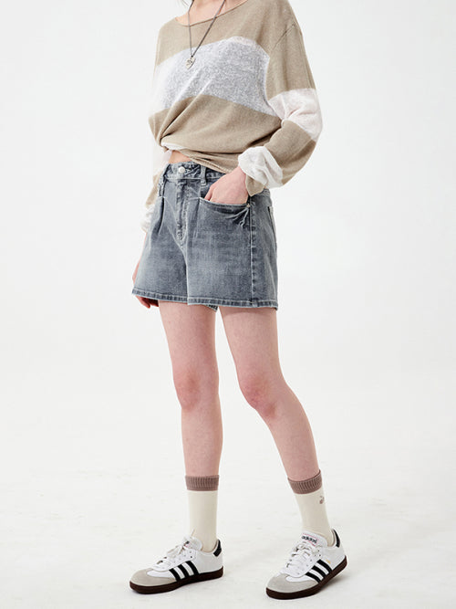 [KIRSH®] CHERRY DENIM PINTUCK SHORT PANTS (3 color)