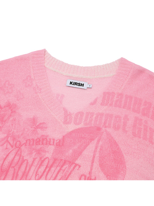 [KIRSH®] BOUQUET GIRL GRAPHIC V-NECK LOOSE FIT KNIT (2 color)